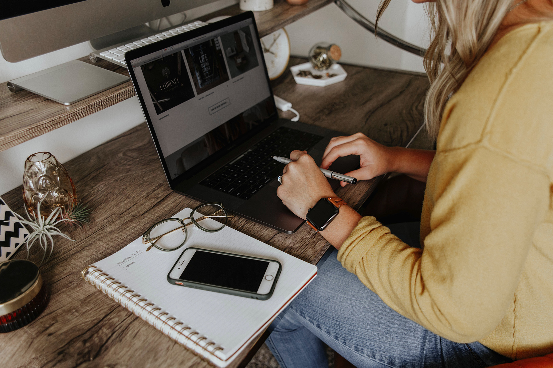 woman working on a laptop