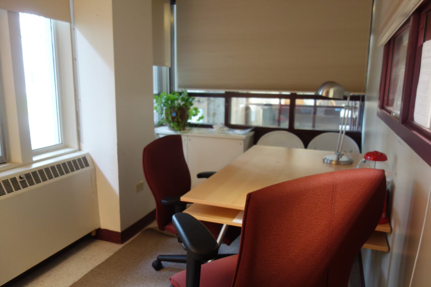 Advisors use Steinmetz Hall's corner office to meet with students.