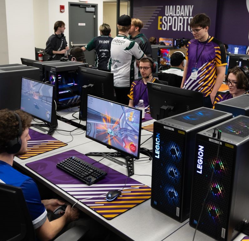 Students using state of the art equipment in the arena.