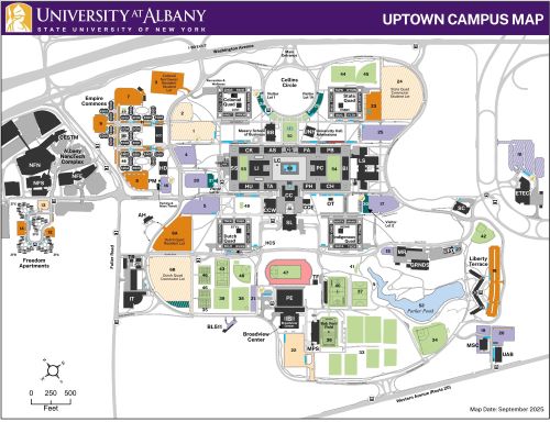 A screenshot of the UAlbany Uptown Campus map.