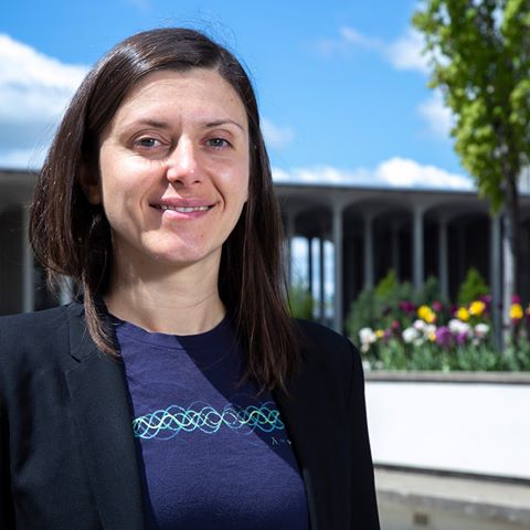 Mariya Zheleva portrait taken on the University at Albany Podium
