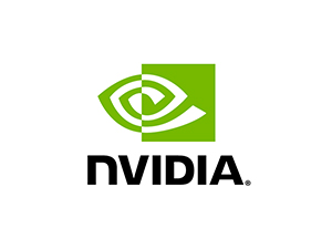 A green and white graphic spiral with the text "nvidia" written in black underneath