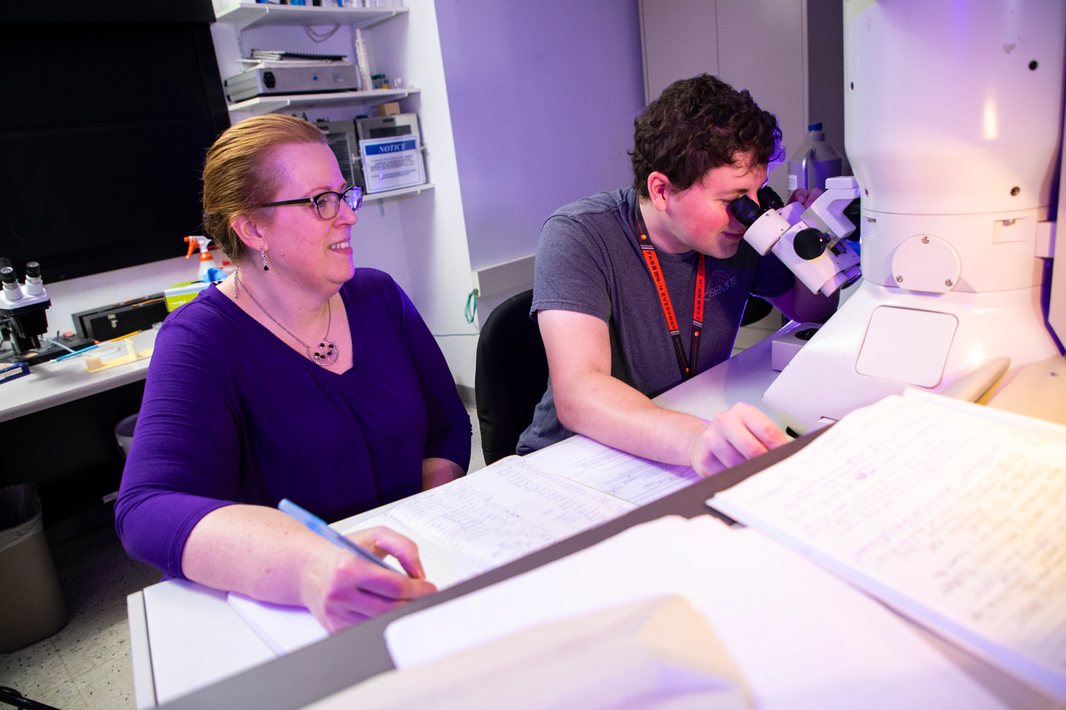 Two researchers working in a UAlbany nanotechnology lab.