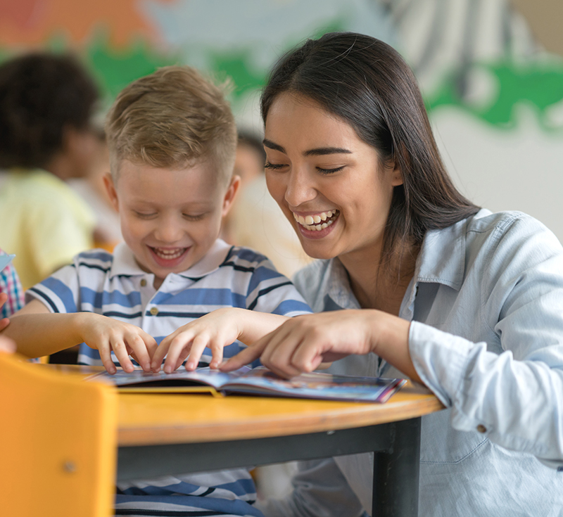 Student getting help reading