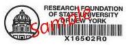 A sample of a Research Foundation asset tag. This tag is white, with a black bar code and inventory number, a black logo, and the words "Research Foundation of the State University of New York."