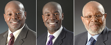 a collage of profile photos of the three partners of the firm ReWire Group, Al, Kenneth and Milton Evans.