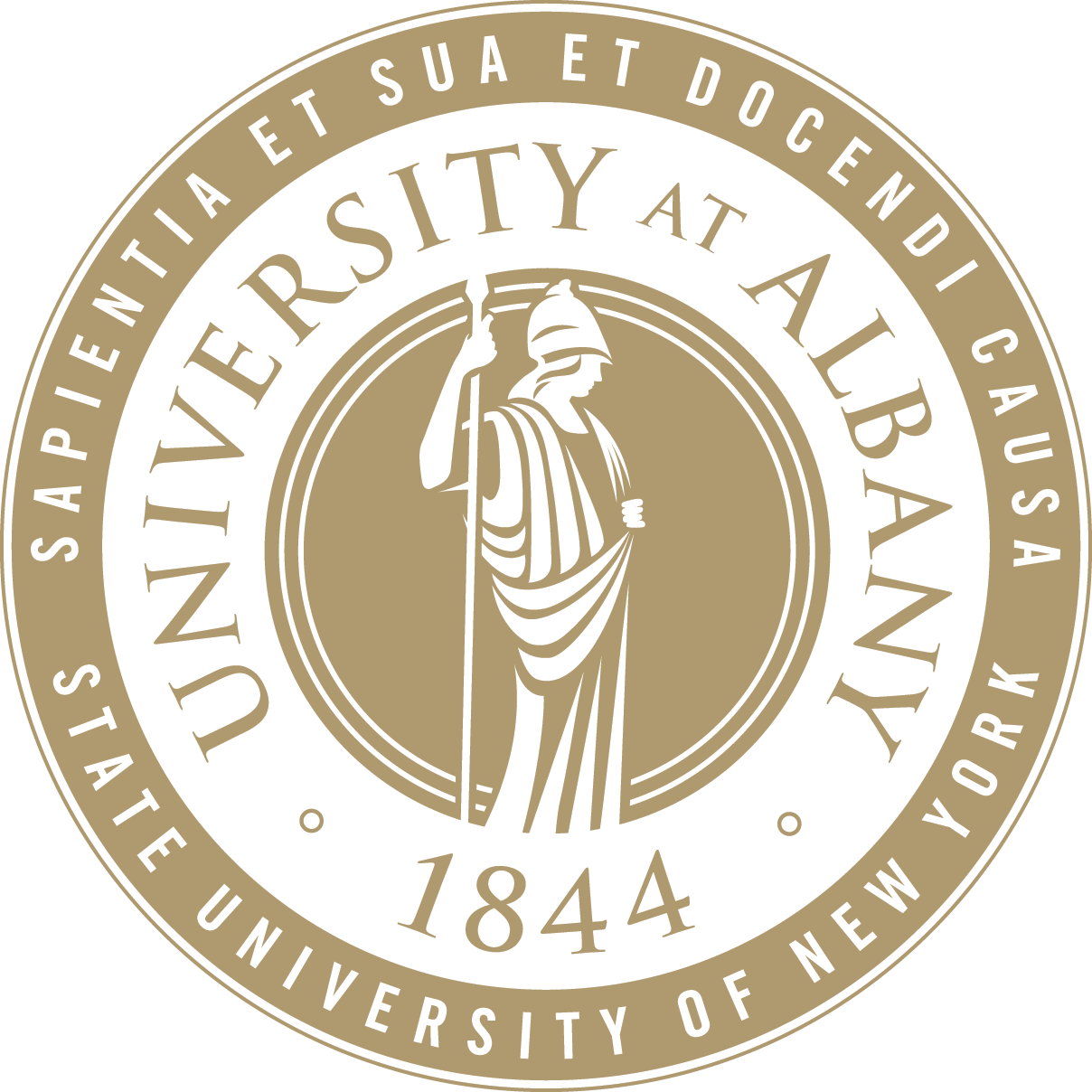 University at Albany, State University of New York, 1844 gold seal.