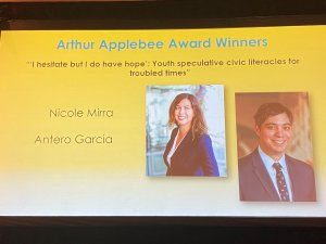 2021 Applebee Award recipients Nicole Mirra & Antero Garcia