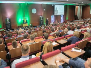 ​ UAlbany Professor Emeritus Bill Danko addresses entrepreneurs at ASBiRO in Warsaw, Poland