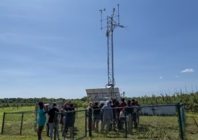 Girls from Schenectady and Albany visiting NYS Mesonet site at Indian Ladder Farms as part of the four-week Girls Inc. EUREKA! Program. Photo by: Brian Busher