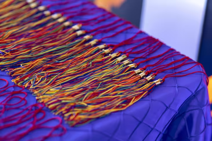Multicolor tassels on display