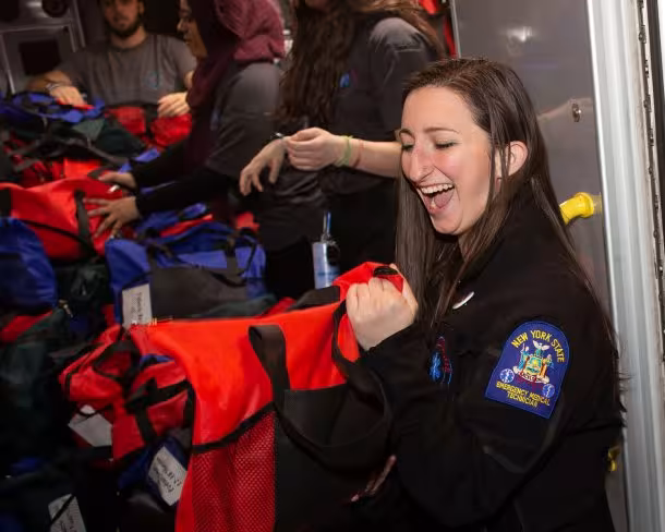 New York State Emergency Medical Technician is issued a safety vest