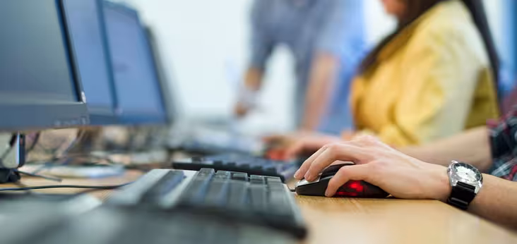 Students working at computers