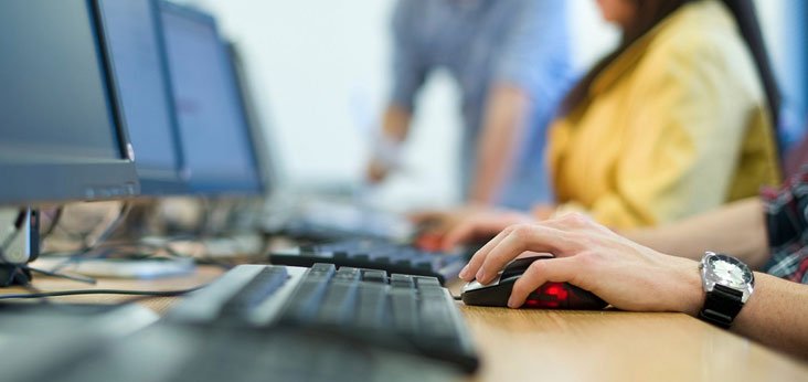 Students working at computers