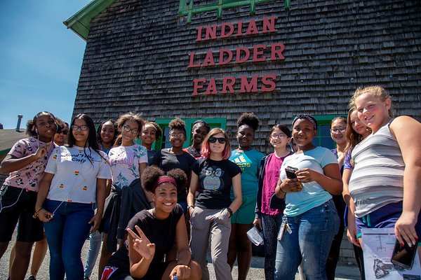 Girls Inc. Eureka! program camp at UAlbany 2019 - at Indian Ladder Farms
