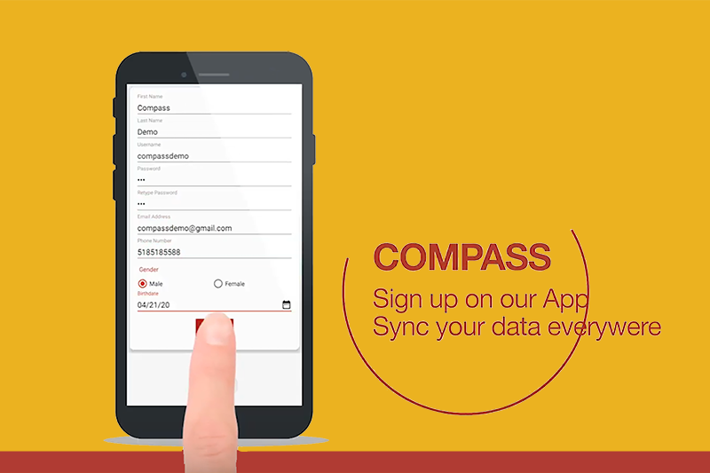 COMPASS app on phone 