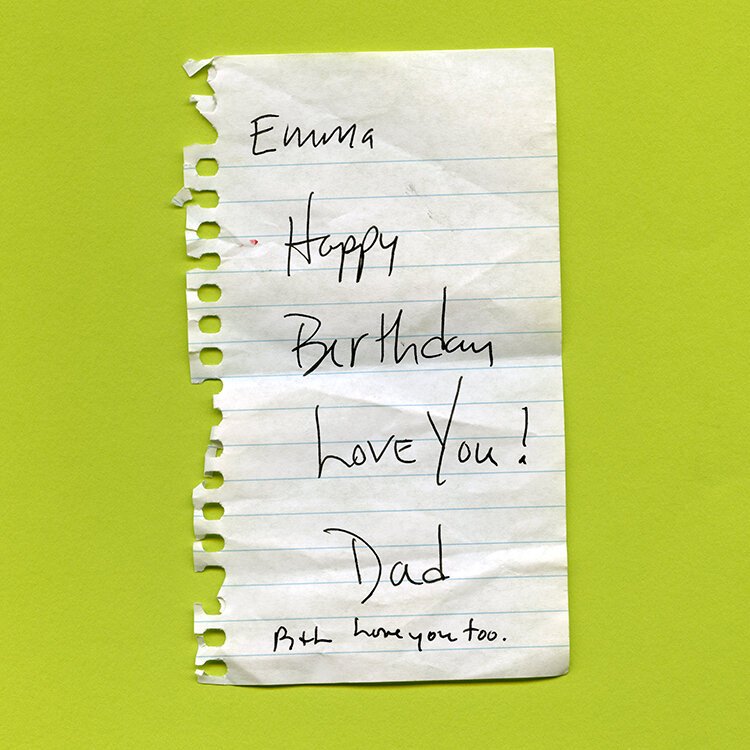 A birthday note from Dad.