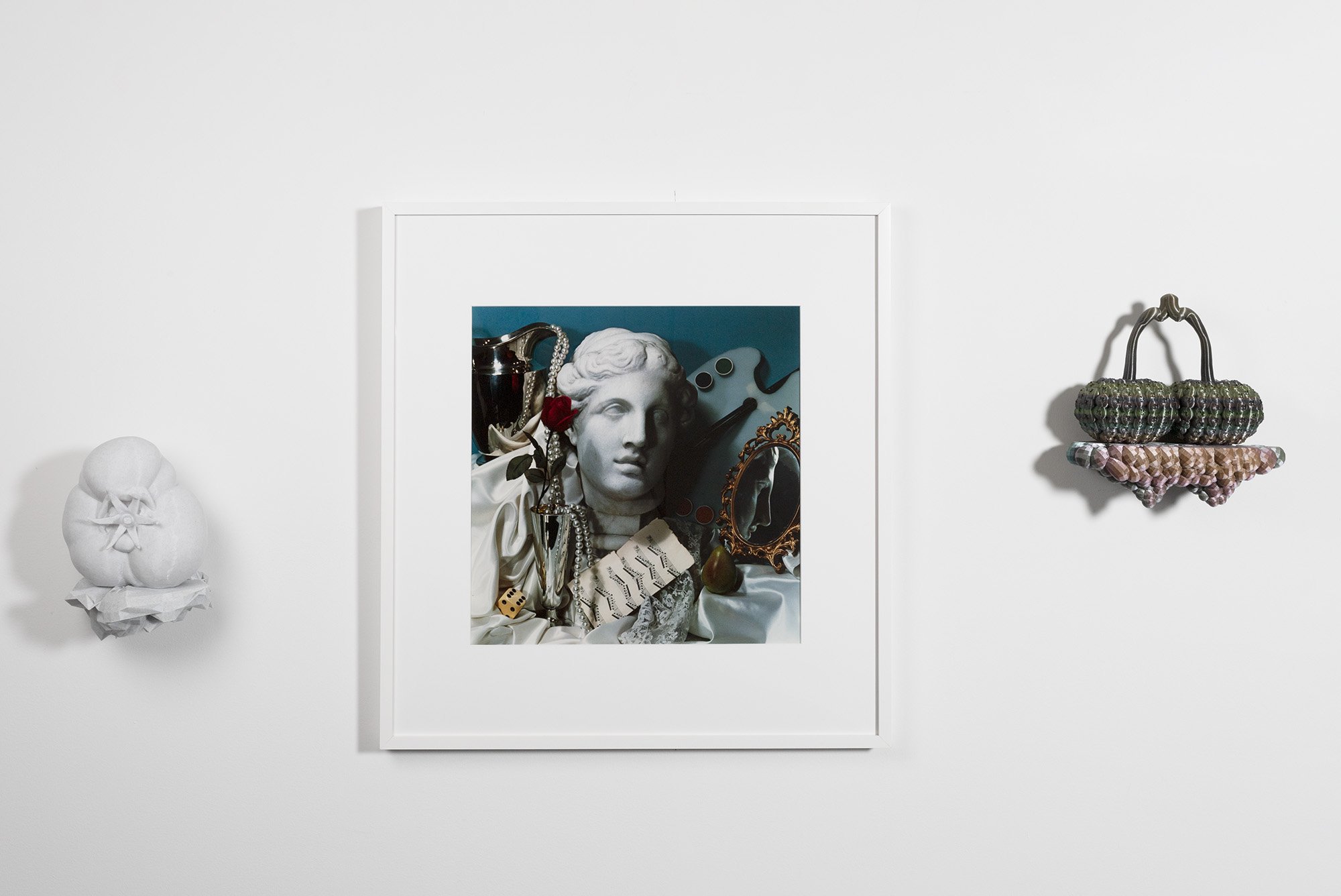 3d printed sculptures and framed photographs