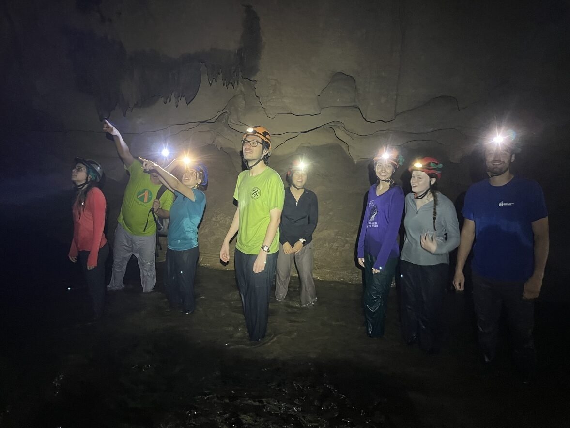 DAES students explore a cave at PETAR State Park in São Paulo, Brazil. 