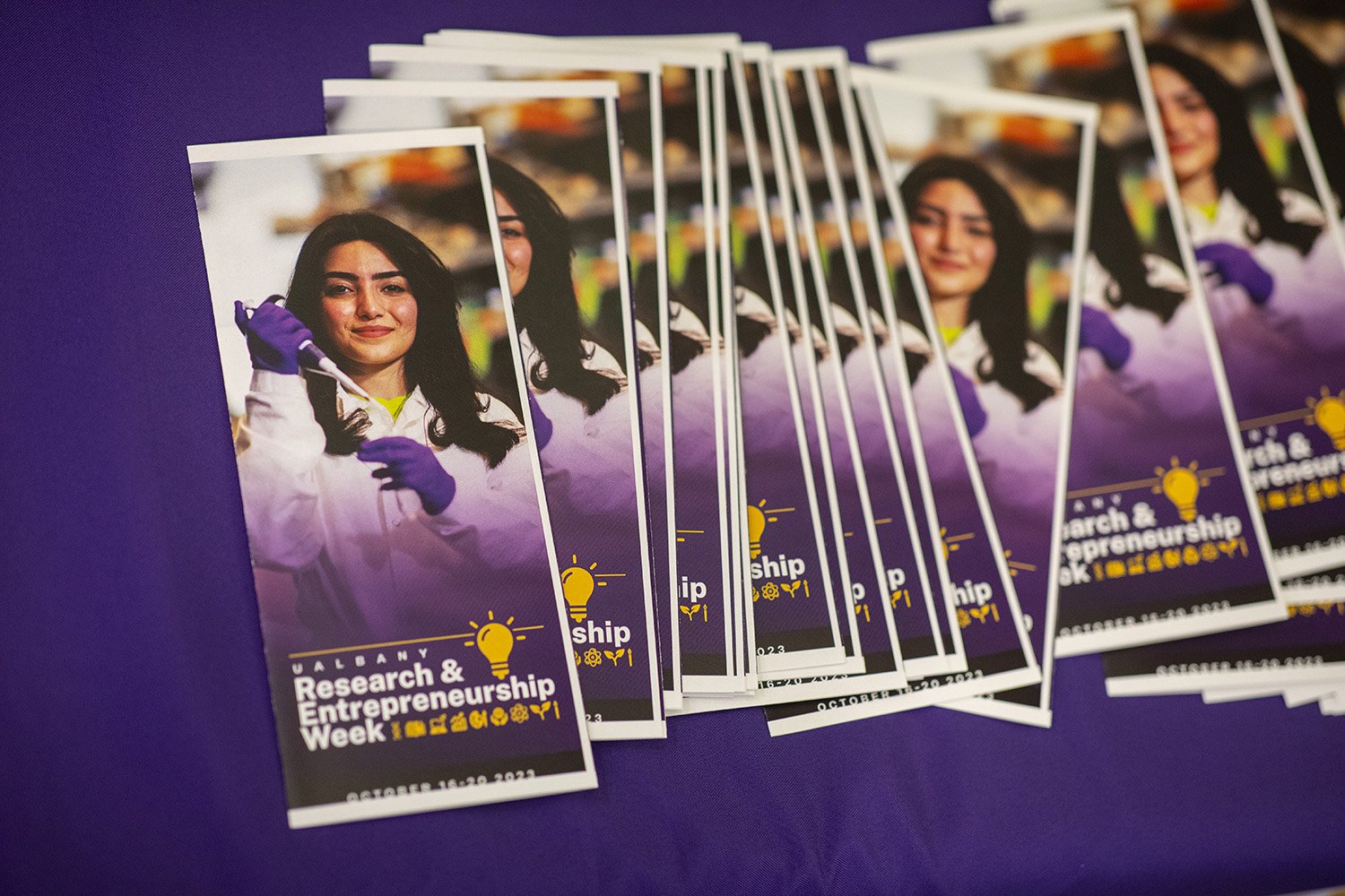 brochures from UAlbany's Research and Entrepreneurship week.