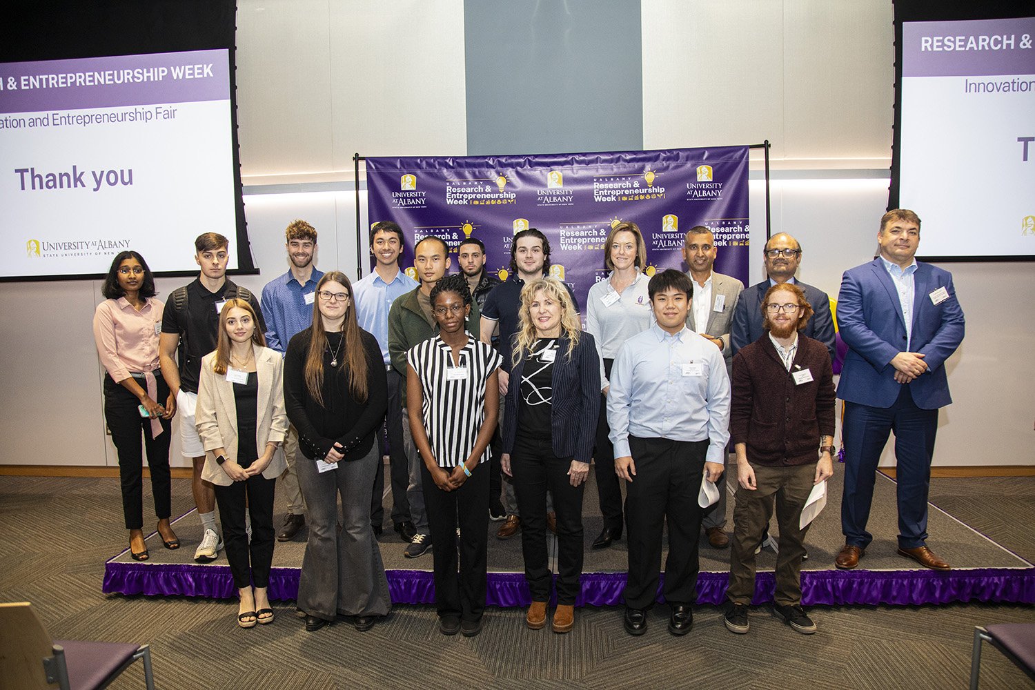 Students participate in the  2023 Quick Pitch Competition inside ETEC at UAlbany.