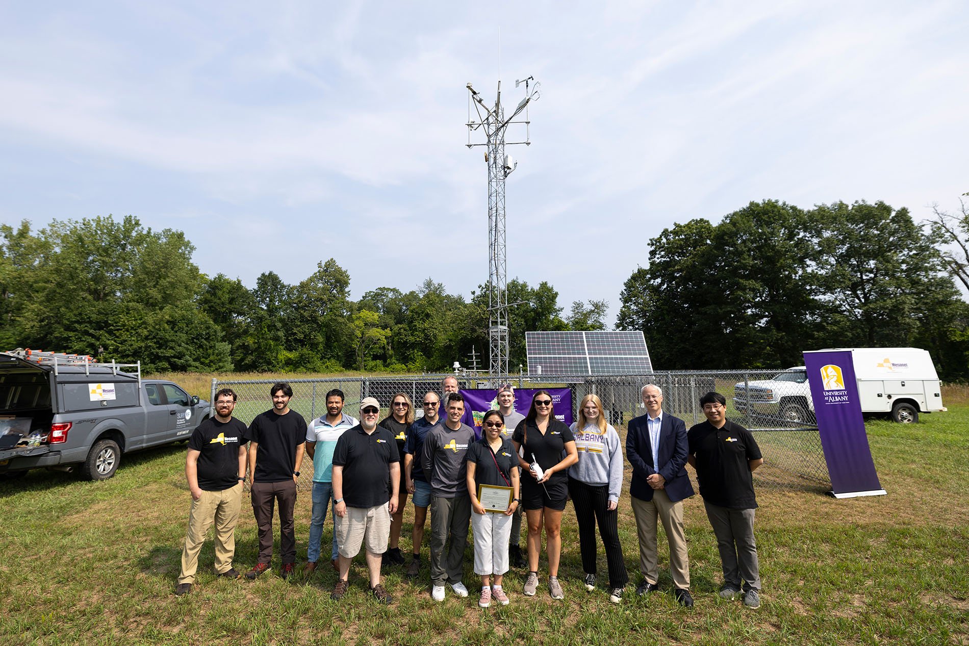 Mesonet staff stand for a group photo in front of the Schuylerville site.