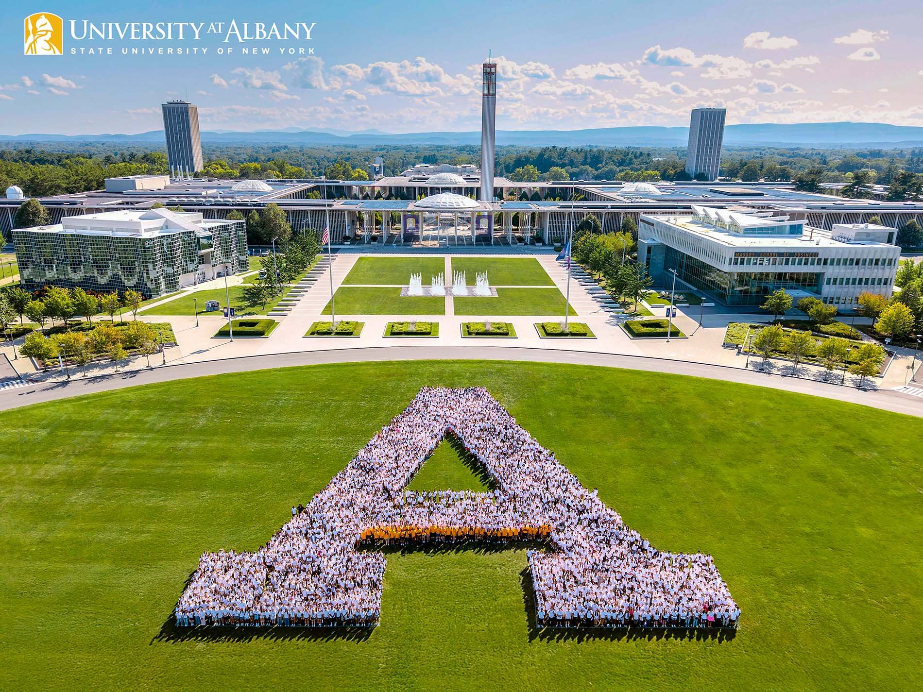 First-year students form the letter A