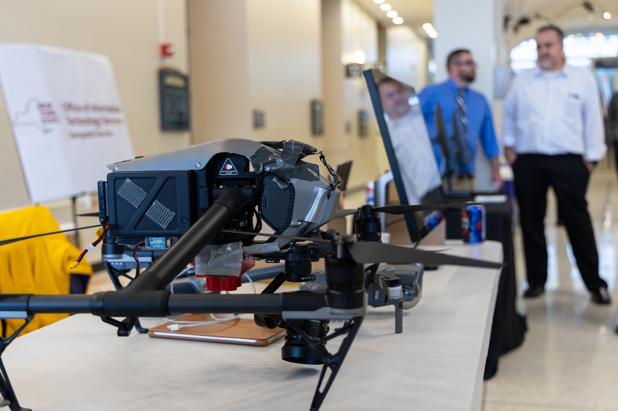 A drone on display at UAlbany's GIS Day celebration.