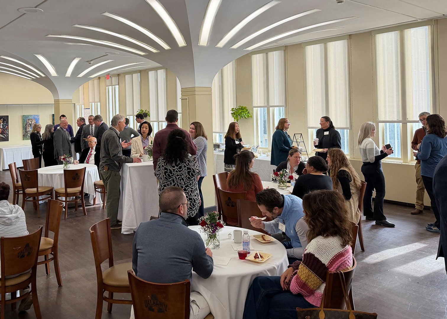 A different angle view of the room with faculty and staff donors.