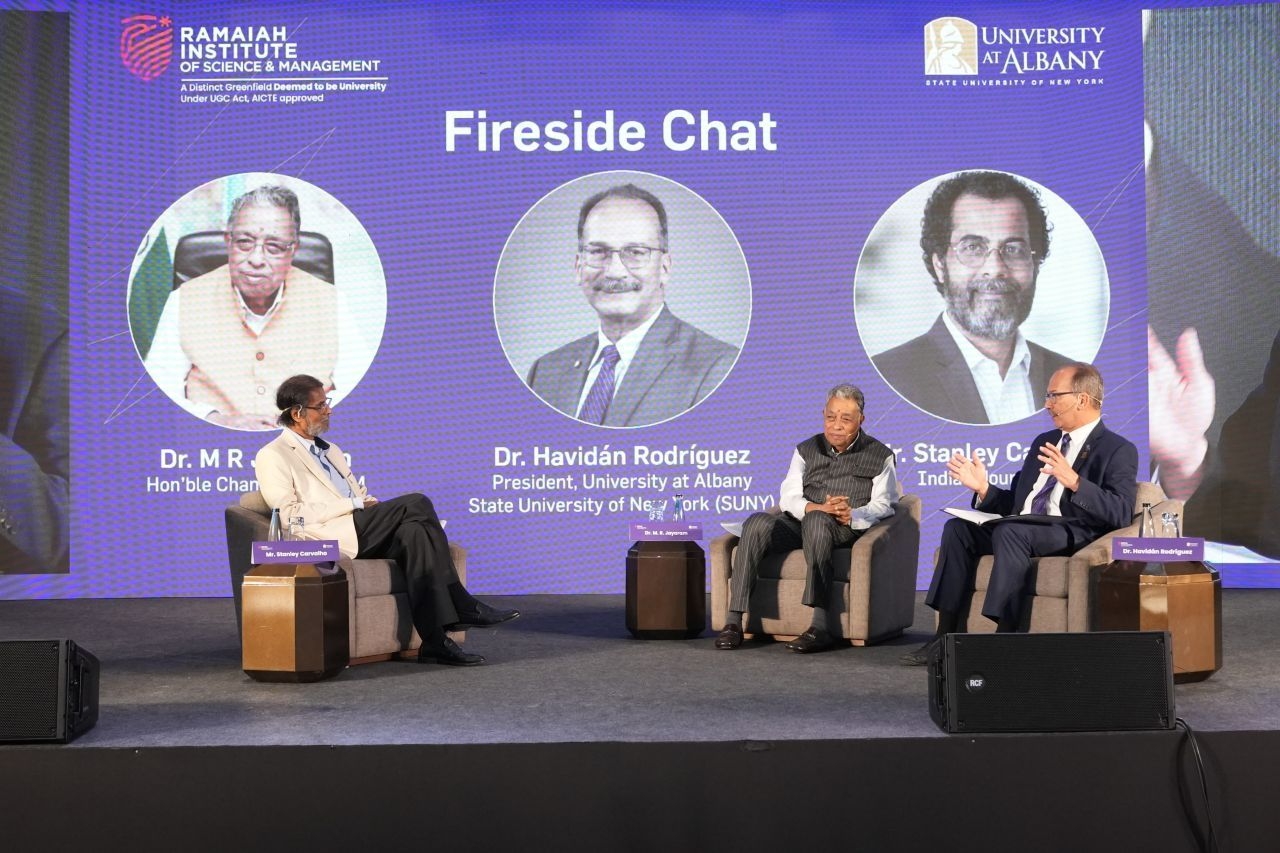 President Rodriguez speaks with RISM Chancellor Jayaram