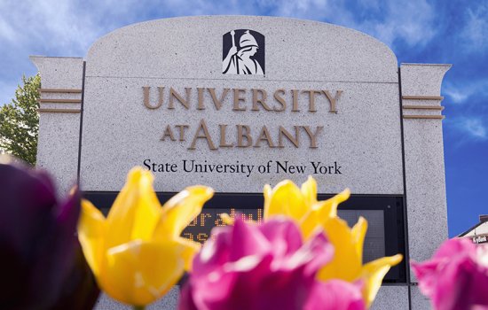 Signage on UAlbany campus (photo by Paul Miller)