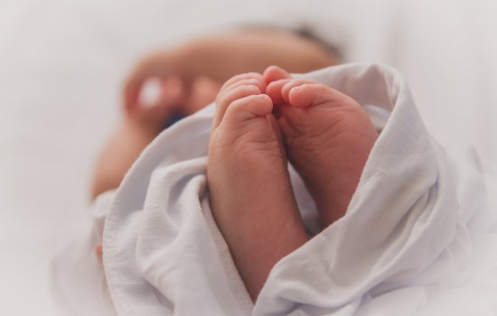 Stock photo of a newborn's feet