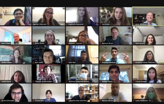 A Zoom meeting with 25 faces of RNA Institute faculty and staff, and students