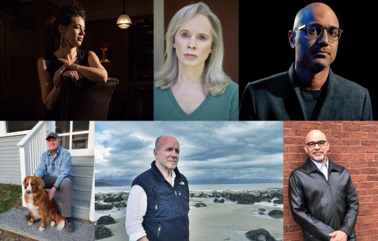 A composite of six author portraits