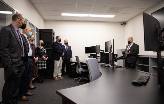 Dean Bob Griffin delivering ETEC Tour to Homeland Security Leaders