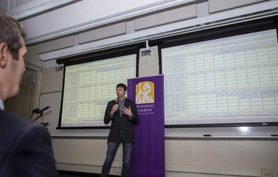 COE's Nick Bassill displays a new dashboard to help school districts with weather-related closing decisions.