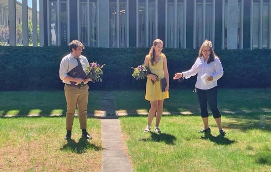 Anthropology undergraduate award recognition reception 2022, students and Marilyn Masson