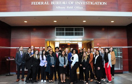 Student graduates of the FBI's Collegiate Academy at the Albany Field Office.