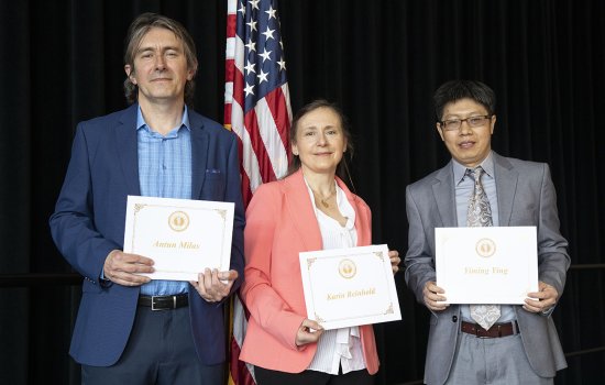 Left to right: Antun Milas, Karin Reinhold and Yiming Ying
