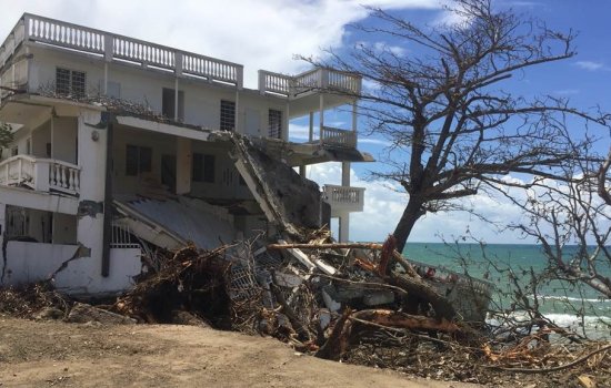 A home on the beach in Rincón, Puerto Rico is destroyed by Hurricane Maria.