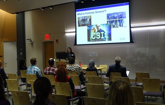 Students view a presentation inside ETEC during an FIC workshop.