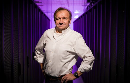 George Berg stands inside the UAlbany Data Center.