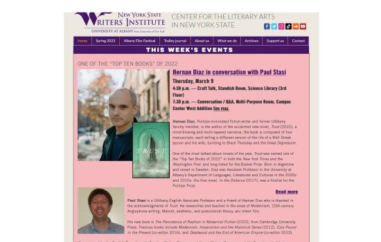 NYS Writers Insitute webpage info at www.nyswritersinstitute.org