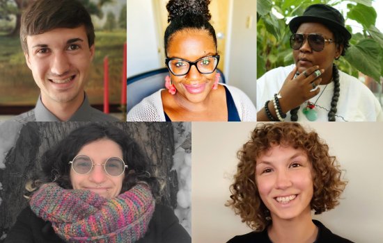 Collage of images featuring the five students who will be leading conversations as part of the School of Social Welfare's Showcase program.