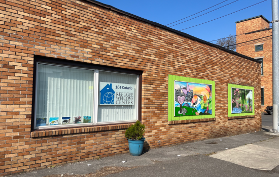 The West Hill Refugee Welcome Center brick building.