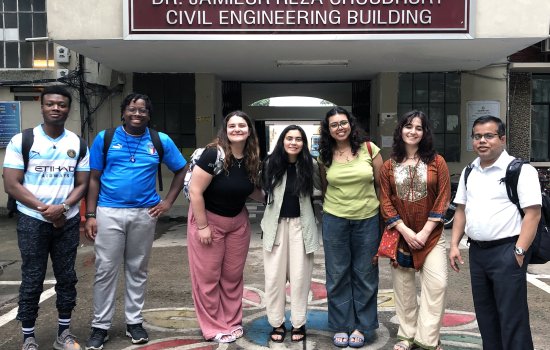 A group of students visit the Dhaka Civil Engineering Building