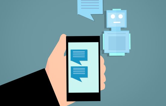 An illustration of a chatbot being used on a mobile phone.