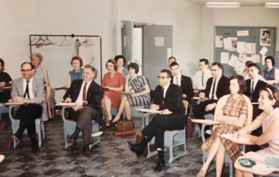 Students in one of SSW's first graduating classes within the classroom.