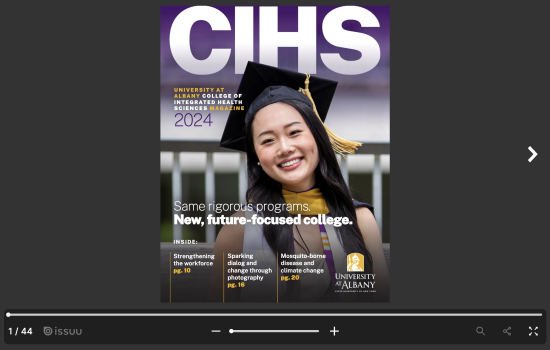 CIHS Magazine cover that says "CIHS" with a female graduate smiling and wearing her graduation cap.