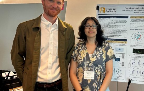 Gaby Valdeivieso and Dr. Farnsworth at Biological Symposium